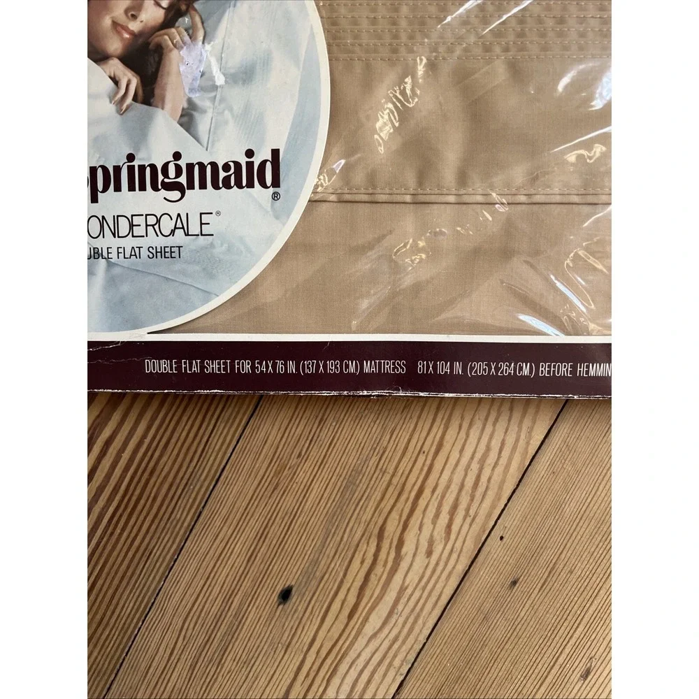 Vintage Springmaid Wondercale No Iron Percale Brown Tan‎ Double Flat Sheet